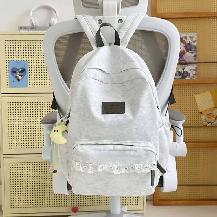 Tas Ransel Wanita Bahan Kain Polos Warna Abu-Abu Bentuk Kotak Tali Lebar Grosir Import