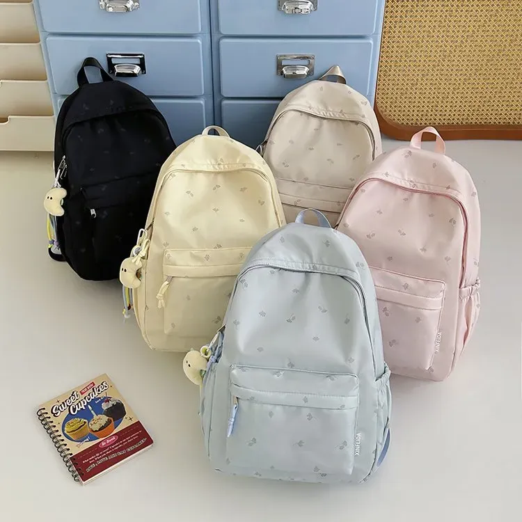 Tas Ransel Wanita Bahan Kain Polos Warna Abu-Abu Bentuk Kotak Tali Lebar Grosir Import