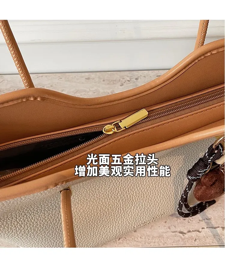 Tas Selempang Wanita Bahan PU Sintetis Polos Bentuk Kotak Tali Panjang Resleting untuk Jualan