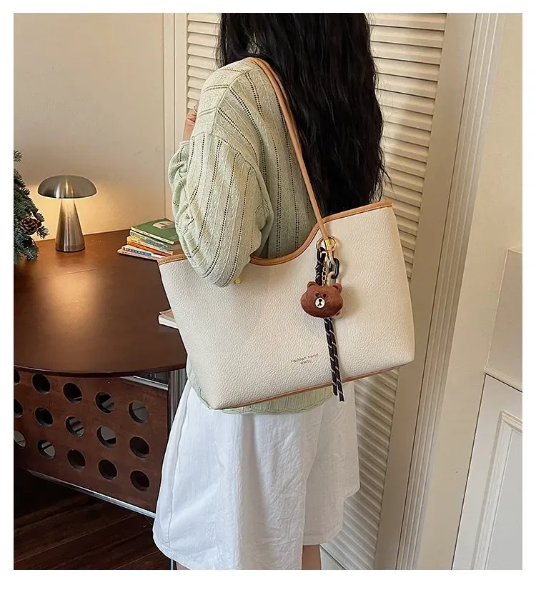 Tas Selempang Wanita Bahan PU Sintetis Polos Bentuk Kotak Tali Panjang Resleting untuk Jualan
