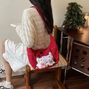 Tas Selempang Wanita Bahan PU Sintetis Polos Warna Merah Bentuk Kotak Tali Lebar Grosir Import