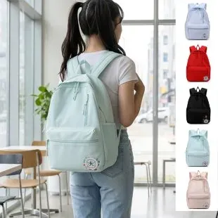 Tas Ransel Wanita Bahan Nylon Polos Warna Biru Bentuk Kotak Tali Lebar Resleting Model Import