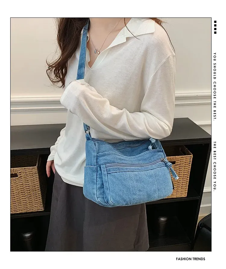Tas Selempang Wanita Bahan PU Sintetis Polos Warna Biru Bentuk Kotak Tali Stok China