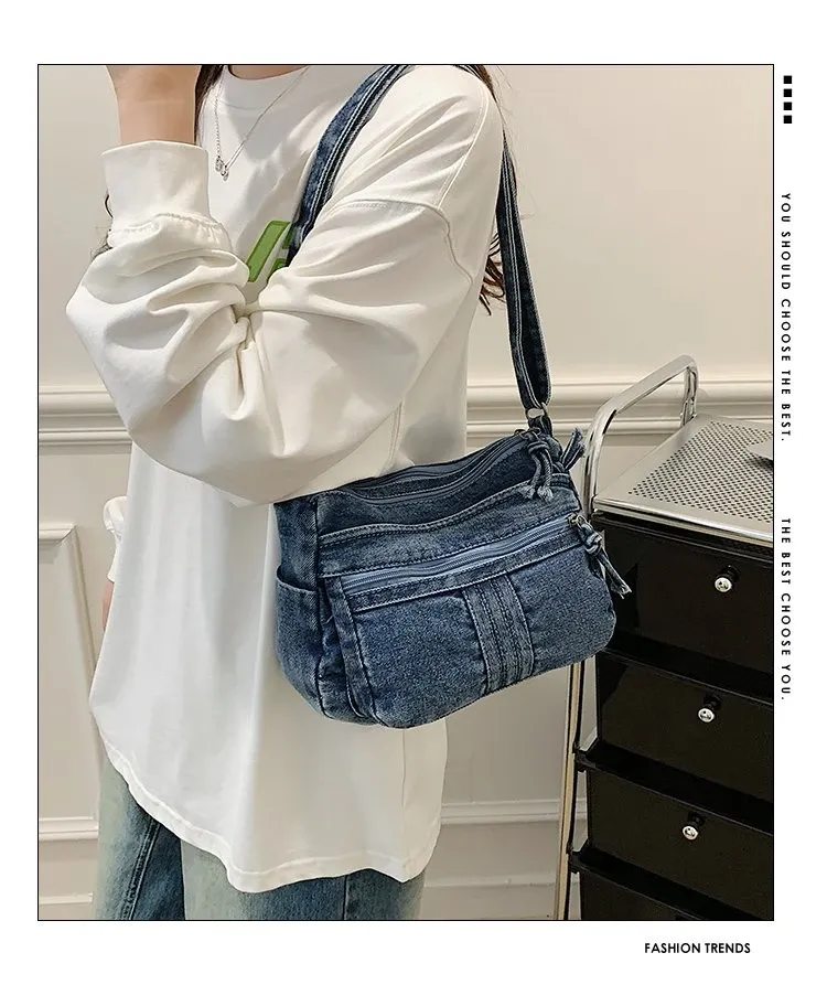Tas Selempang Wanita Bahan PU Sintetis Polos Warna Biru Bentuk Kotak Tali Model Import