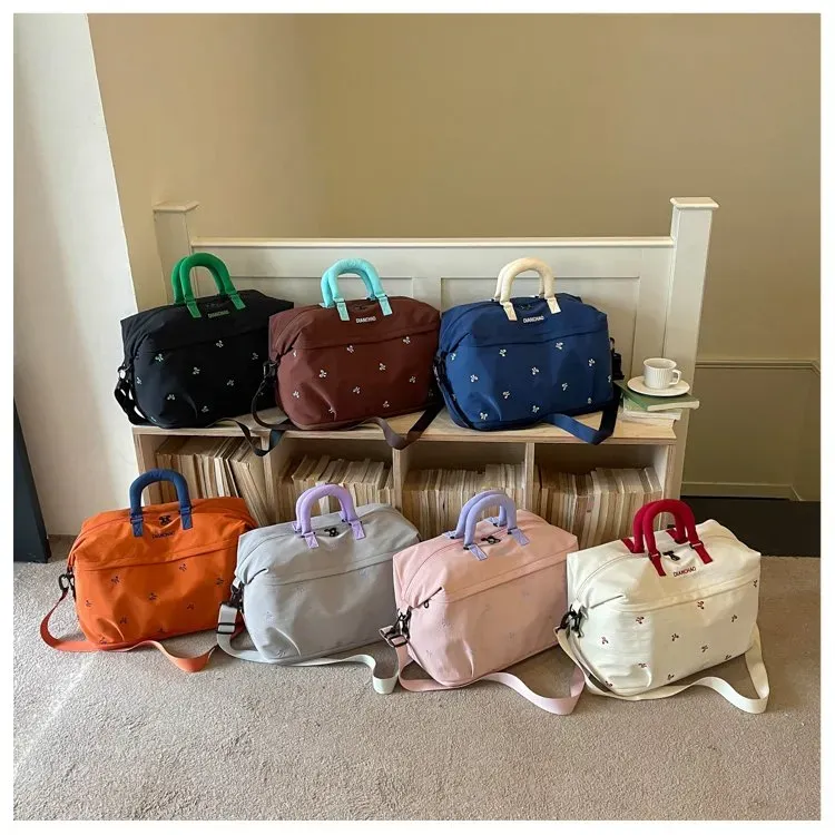 Tas Selempang Wanita Bahan Kain Motif Print Bentuk Kotak Tali Rantai Resleting Grosir Import