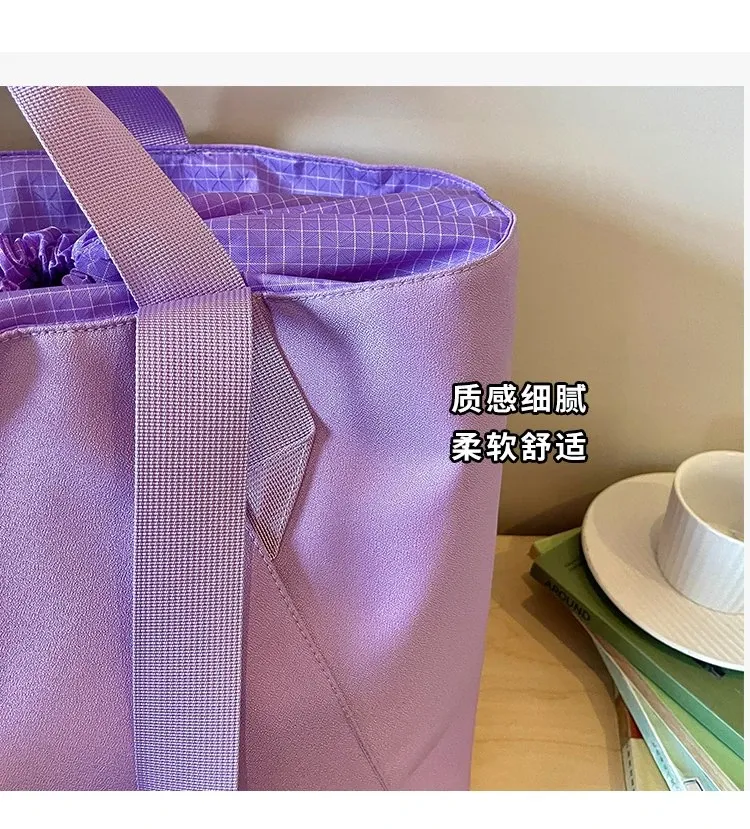Tas Selempang Wanita Bahan Nylon Polos Warna Ungu Bentuk Kotak Tali Lebar Grosir Import