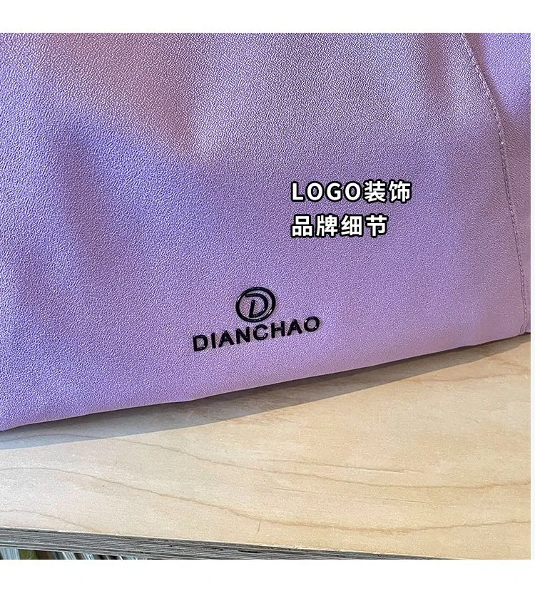 Tas Selempang Wanita Bahan Nylon Polos Warna Ungu Bentuk Kotak Tali Lebar Grosir Import