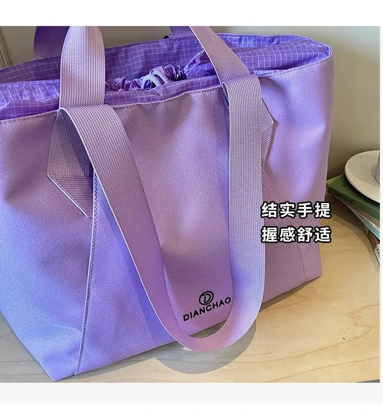 Tas Selempang Wanita Bahan Nylon Polos Warna Ungu Bentuk Kotak Tali Lebar Grosir Import