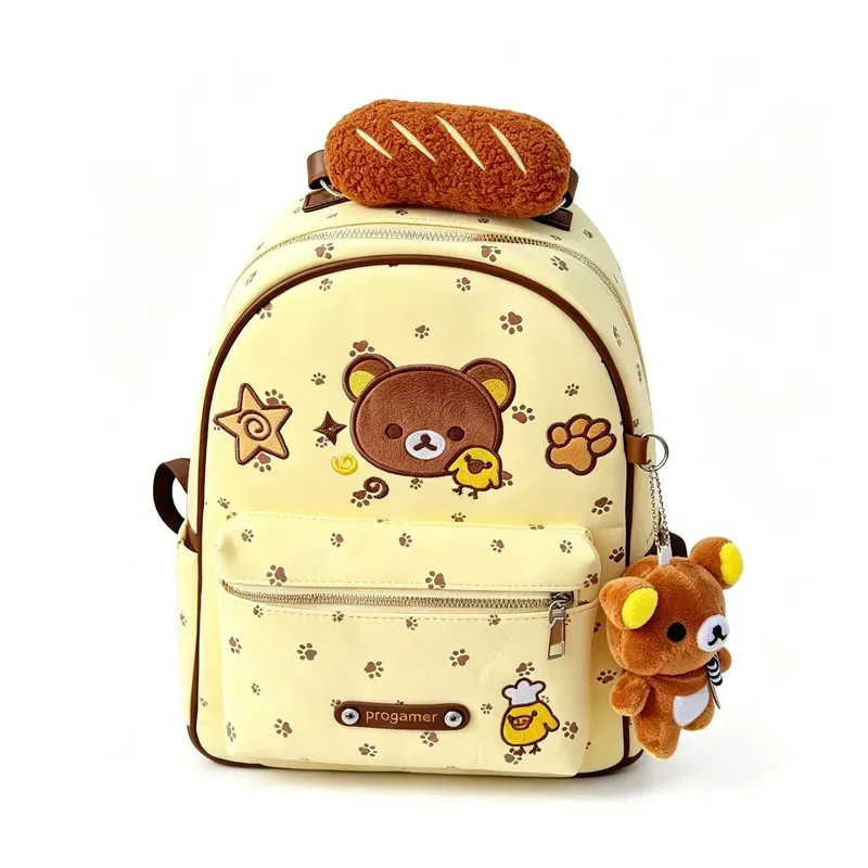 Tas Ransel Anak Bahan Kain Motif Print Bentuk Kotak Tali Lebar Resleting Grosir Import