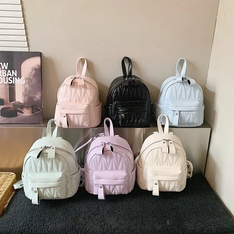 Tas Ransel Anak Bahan PU Sintetis Motif Polkadot Warna Hitam Bentuk Kotak Tali Grosir Import