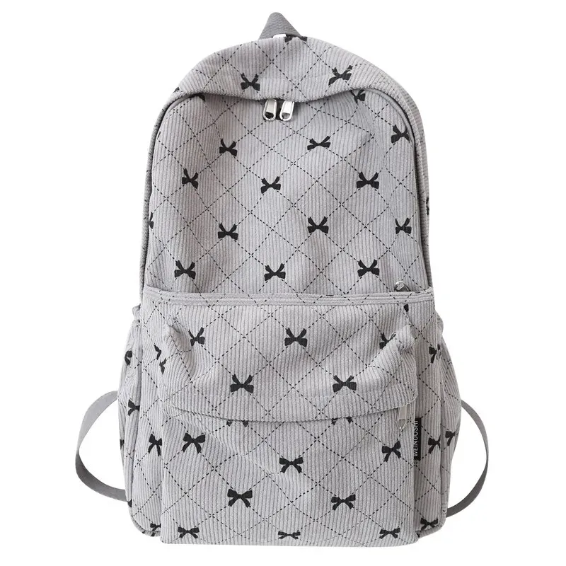 Tas Ransel Wanita Bahan Oxford Motif Bow Bentuk Kotak Tali Panjang Resleting Grosir Import