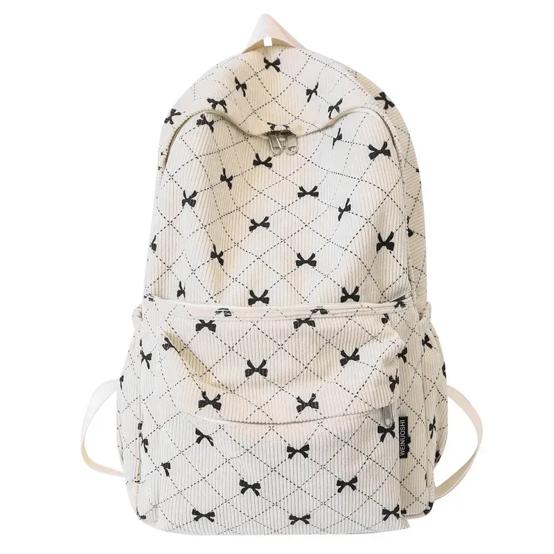 Tas Ransel Wanita Bahan Oxford Motif Bow Bentuk Kotak Tali Panjang Resleting Grosir Import