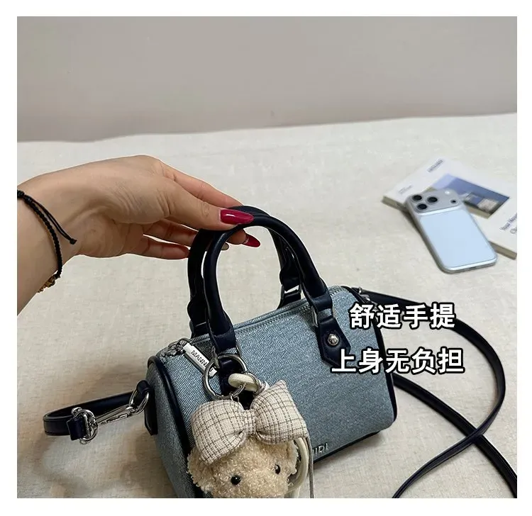 Tas Selempang Wanita Bahan PU Sintetis Polos Warna Biru Bentuk Kotak Tali Resleting Grosir
