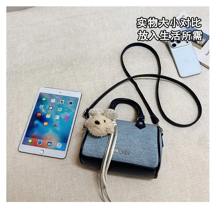Tas Selempang Wanita Bahan PU Sintetis Polos Warna Biru Bentuk Kotak Tali Resleting Grosir