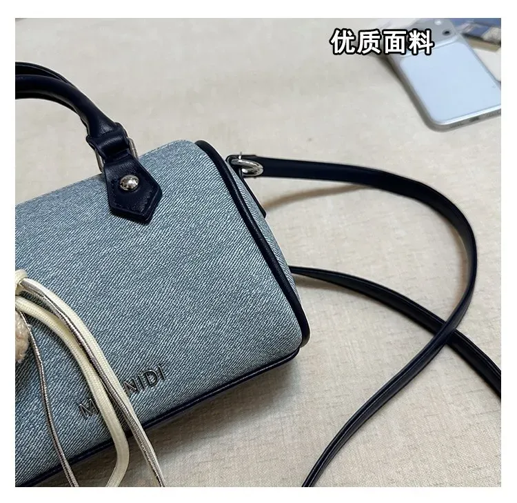 Tas Selempang Wanita Bahan PU Sintetis Polos Warna Biru Bentuk Kotak Tali Resleting Grosir