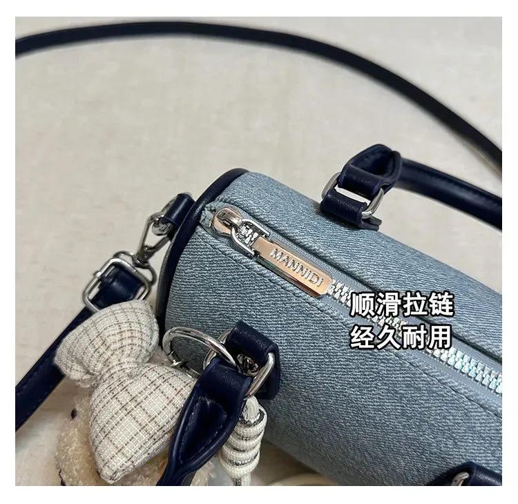 Tas Selempang Wanita Bahan PU Sintetis Polos Warna Biru Bentuk Kotak Tali Resleting Grosir