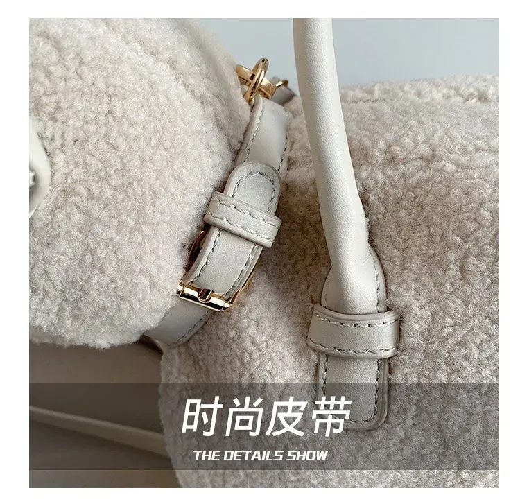 Tas Selempang Wanita Bahan PU Sintetis Polos Warna Putih Bentuk Bulat Tali Resleting Grosir
