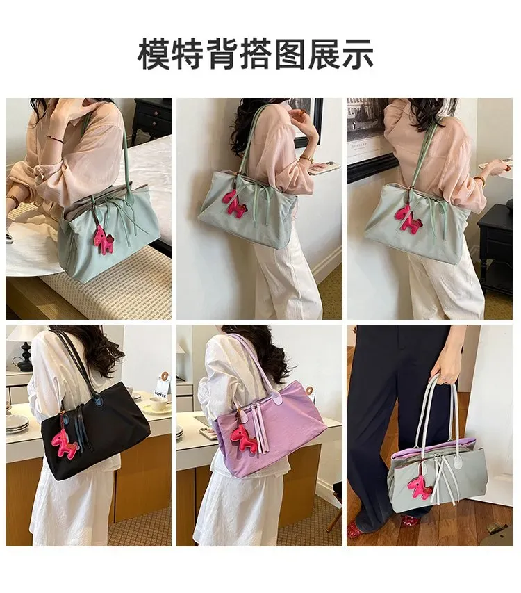 Tas Selempang Wanita Bahan PU Sintetis Polos Warna Hijau Bentuk Kotak Tali Lebar Bahan Kanvas