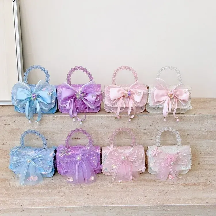 Tas Selempang Anak Bahan PU Sintetis Motif Print Warna Putih Bentuk Kotak Tali Grosir Import