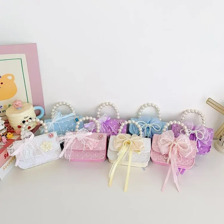 Tas Selempang Anak Bahan PU Sintetis Motif Print Warna Putih Bentuk Kotak Tali Grosir Import
