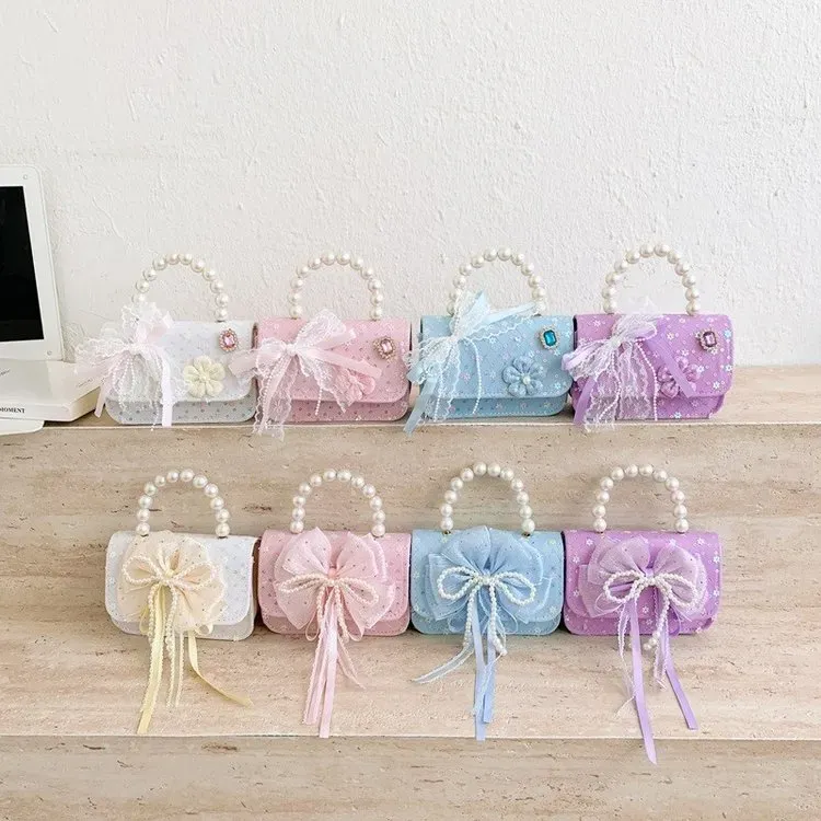 Tas Selempang Anak Bahan PU Sintetis Motif Print Warna Putih Bentuk Kotak Tali Grosir Import