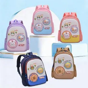 Tas Selempang Anak Bahan Nylon Motif Print Warna Pink Bentuk Kotak Tali Lebar Grosir Import