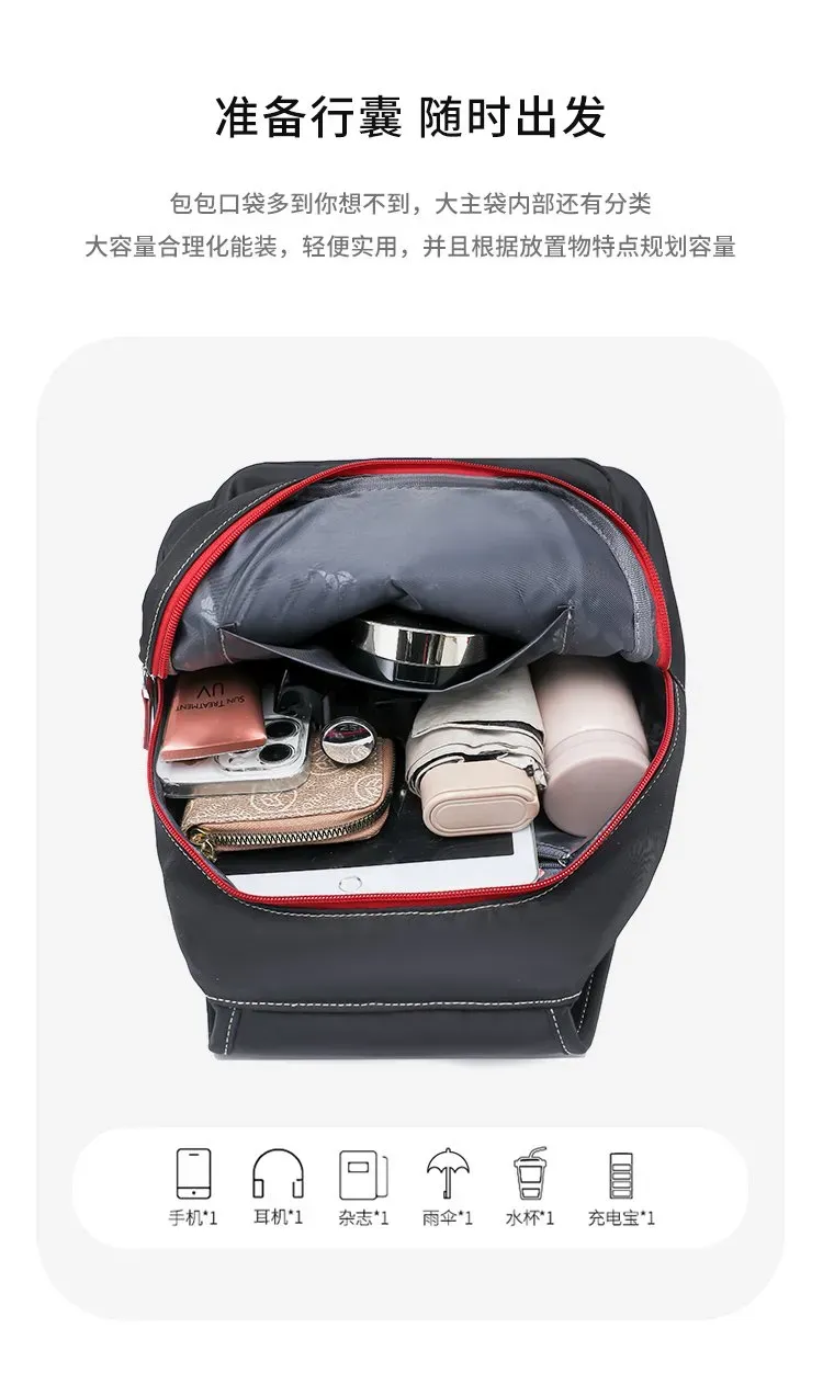 Tas Ransel Wanita Bahan Nylon Warna Ungu Resleting Grosir Import