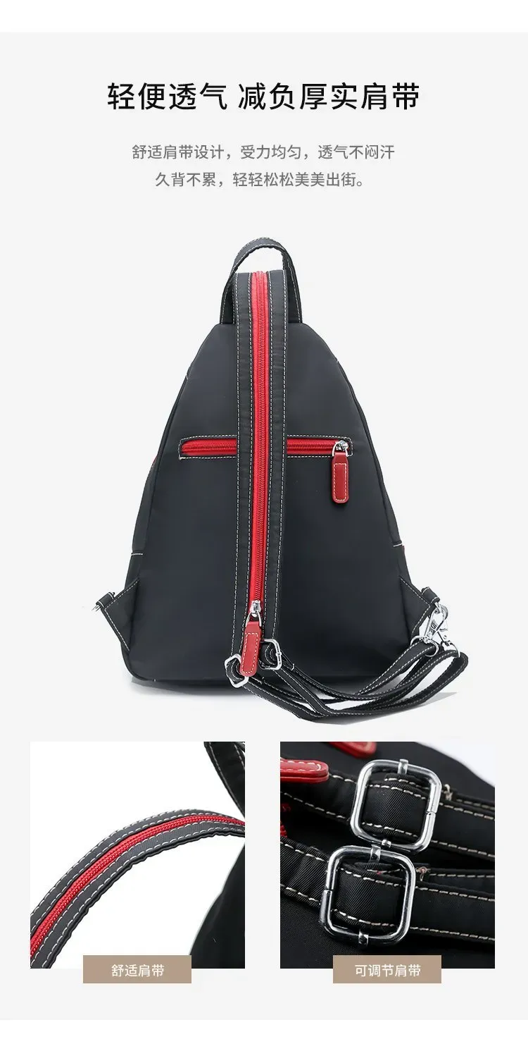 Tas Ransel Wanita Bahan Nylon Warna Ungu Resleting Grosir Import