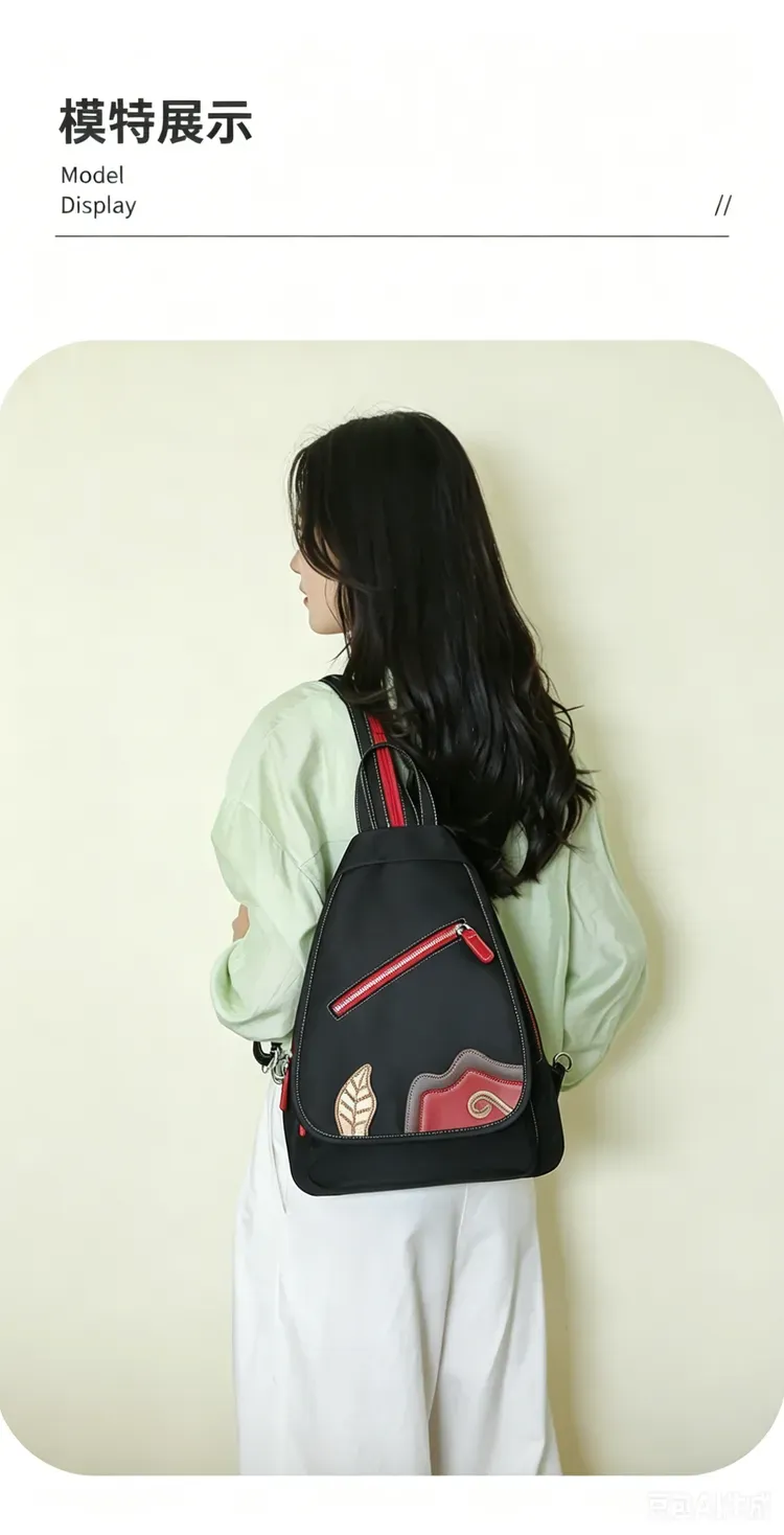Tas Ransel Wanita Bahan Nylon Warna Ungu Resleting Grosir Import