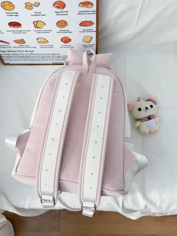 Tas Ransel Wanita Bahan PU Sintetis Polos Warna Putih Bentuk Kotak Tali Panjang Warna Pink