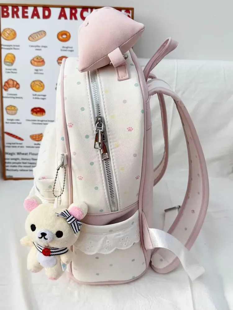 Tas Ransel Wanita Bahan PU Sintetis Polos Warna Putih Bentuk Kotak Tali Panjang Warna Pink