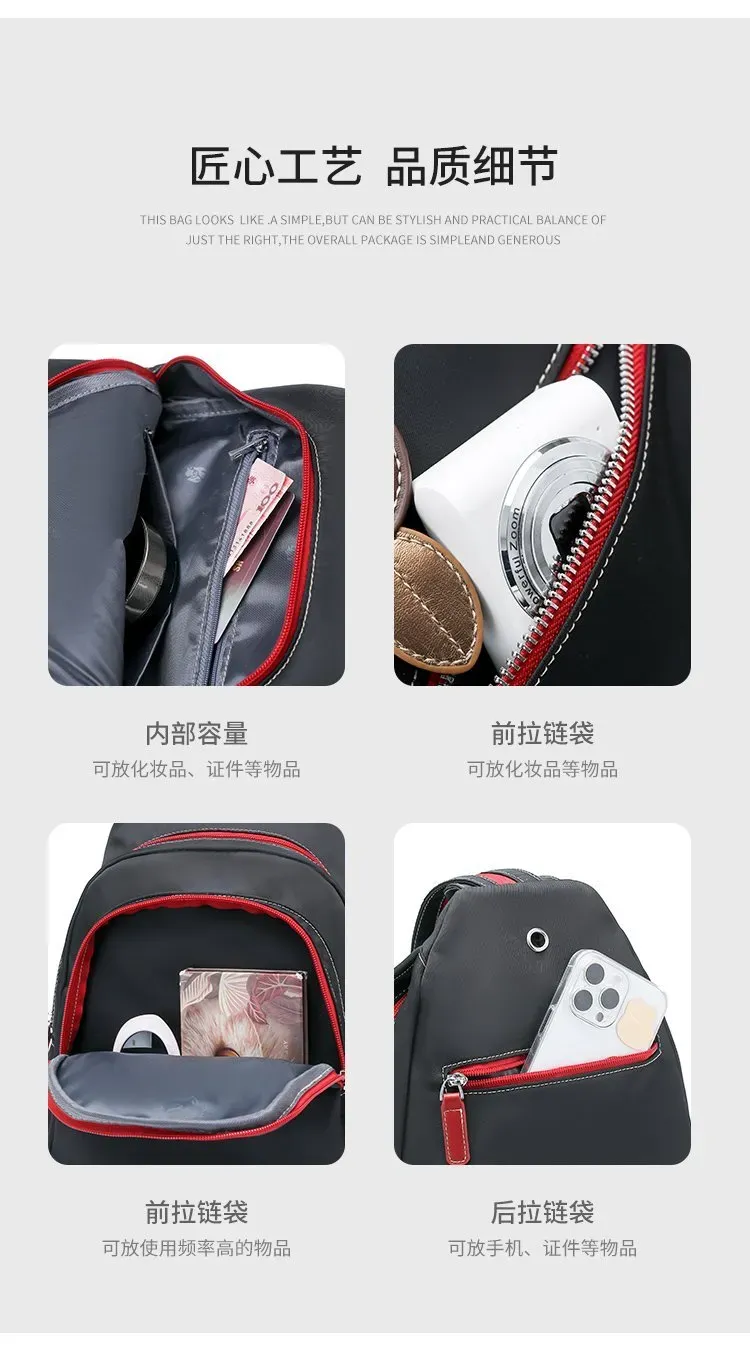 Tas Selempang Wanita Bahan Nylon Warna Ungu Resleting Grosir Import