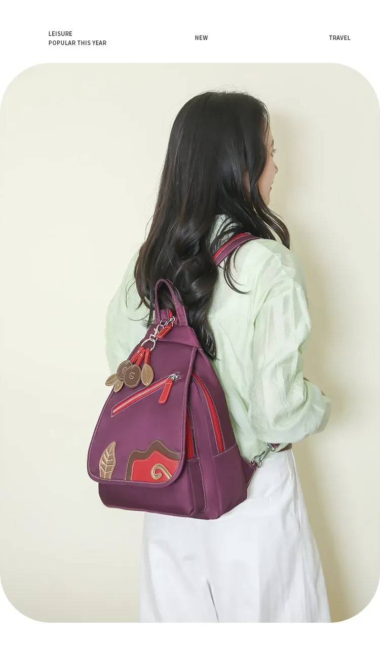 Tas Selempang Wanita Bahan Nylon Warna Ungu Resleting Grosir Import