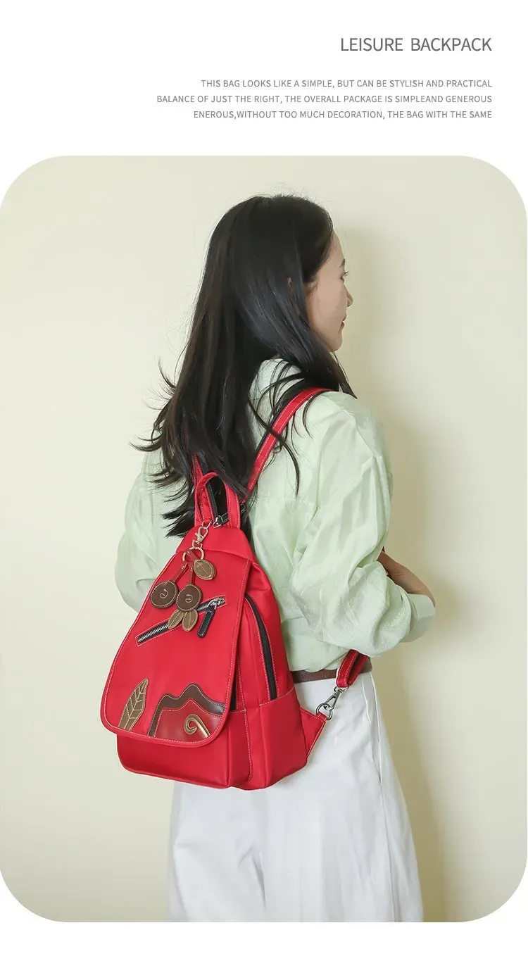 Tas Selempang Wanita Bahan Nylon Warna Ungu Resleting Grosir Import
