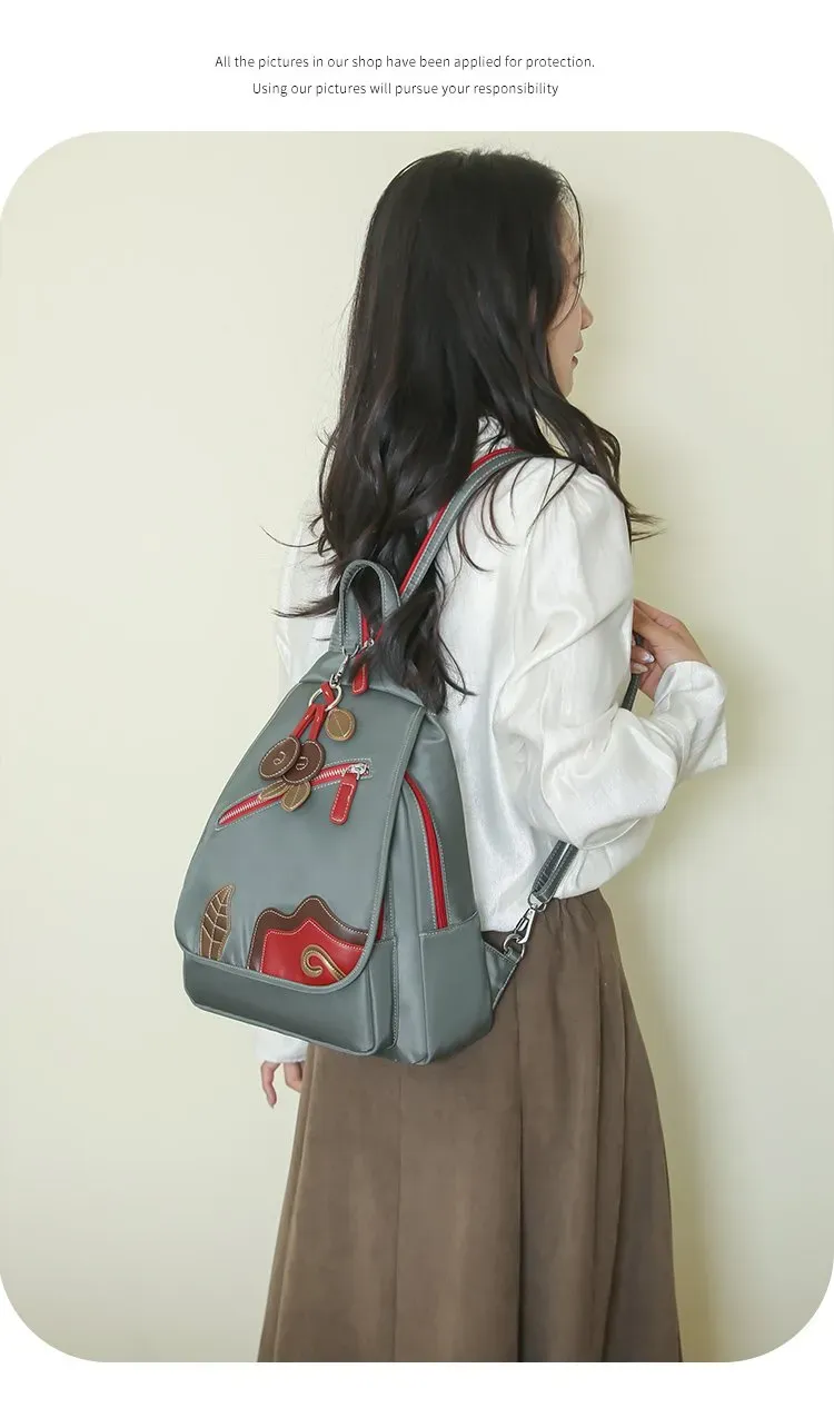Tas Selempang Wanita Bahan Nylon Warna Ungu Resleting Grosir Import