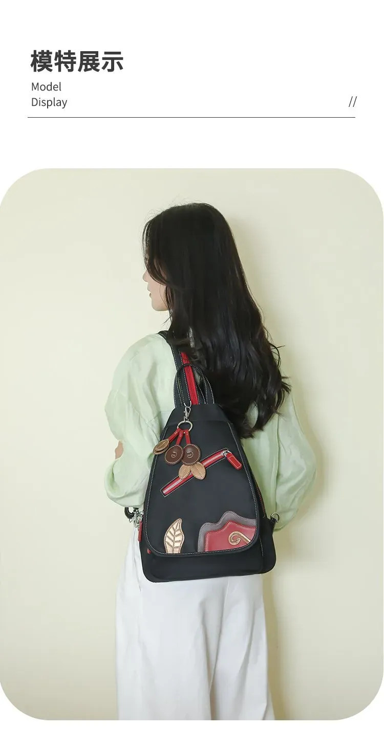 Tas Selempang Wanita Bahan Nylon Warna Ungu Resleting Grosir Import
