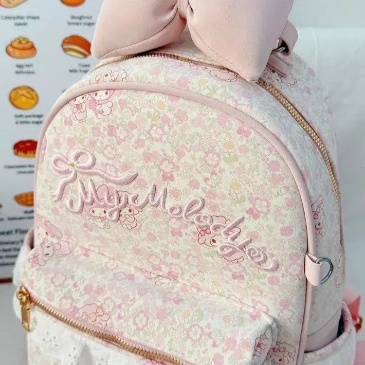 Tas Ransel Anak Bahan PU Sintetis Motif Print Warna Pink Bentuk Kotak Tali Grosir Import