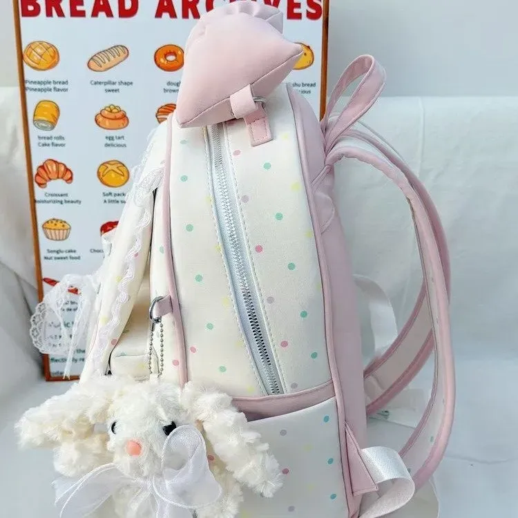 Tas Ransel Anak Bahan PU Sintetis Polos Warna Putih Bentuk Kotak Tali Lebar Grosir Import