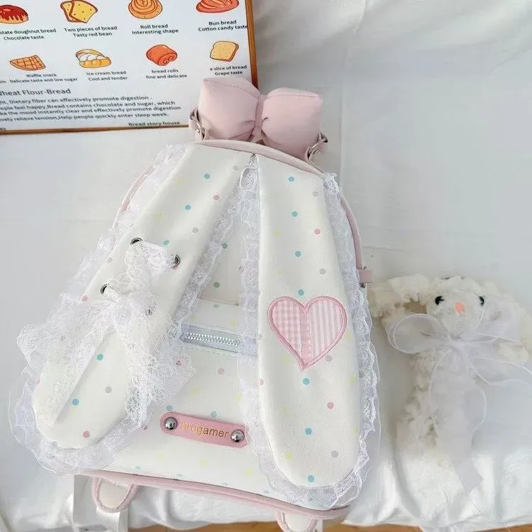 Tas Ransel Anak Bahan PU Sintetis Polos Warna Putih Bentuk Kotak Tali Lebar Grosir Import