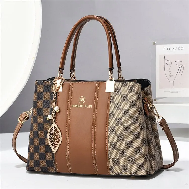 Tas Selempang Wanita Bahan PU Sintetis Motif Polkadot Warna Pink Bentuk Kotak Warna Kuning