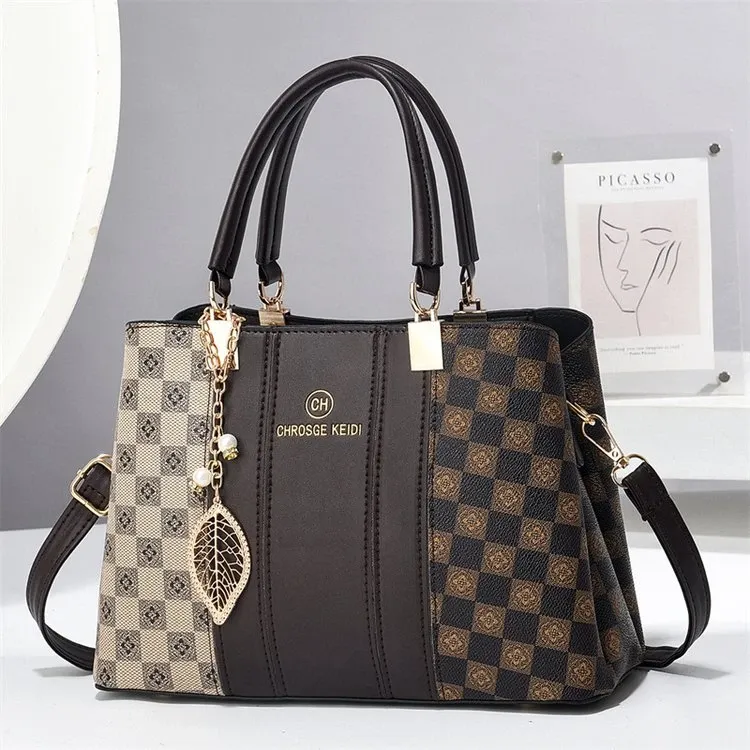 Tas Selempang Wanita Bahan PU Sintetis Motif Polkadot Warna Pink Bentuk Kotak Warna Kuning
