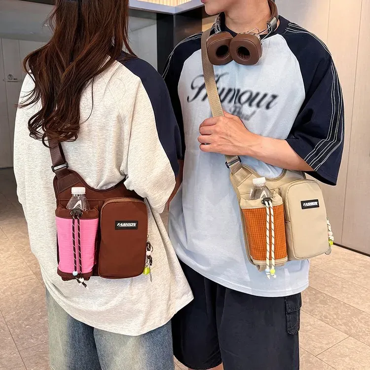 Tas Selempang Pria Bahan Oxford Polos Warna Hitam Bentuk Kotak Tali Panjang Grosir Import