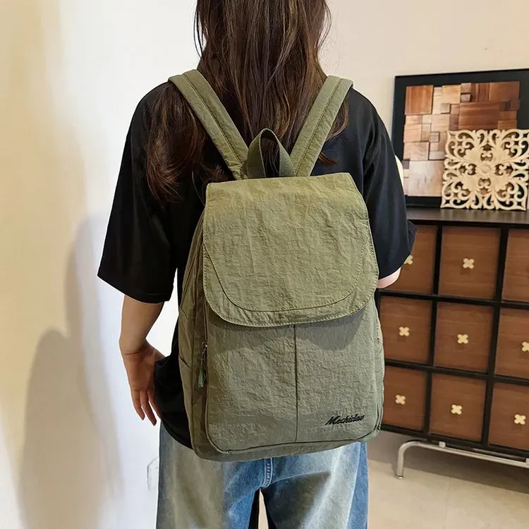 Tas Selempang Wanita Bahan Nylon Polos Warna Biru Bentuk Bulat Tali Lebar Grosir Import