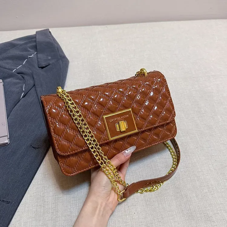 Tas Selempang Wanita Bahan PU Sintetis Model Quilted Warna Hitam Bentuk Kotak Stok China