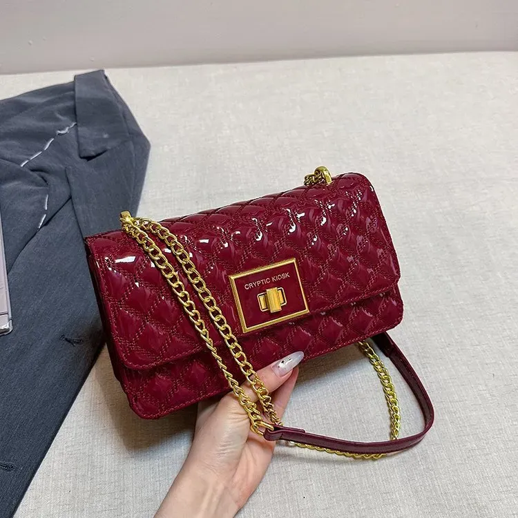 Tas Selempang Wanita Bahan PU Sintetis Model Quilted Warna Hitam Bentuk Kotak Stok China