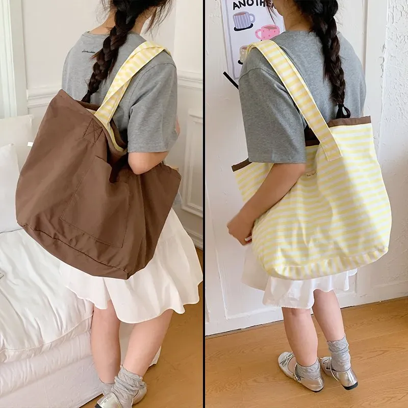 Tas Selempang Wanita Bahan PU Sintetis Motif Garis Warna Hitam Bentuk Kotak Tali untuk Reseller