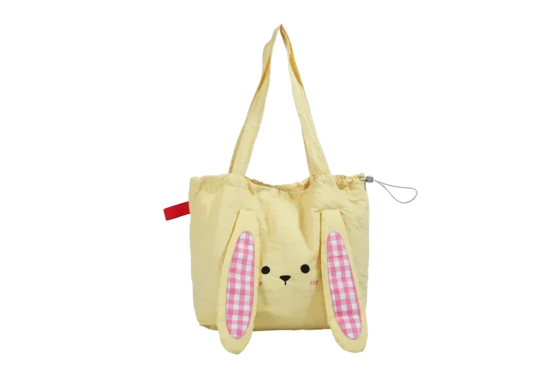 Tas Selempang Wanita Bahan Nylon Motif Print Warna Kuning Bentuk Kotak Tali Grosir Import
