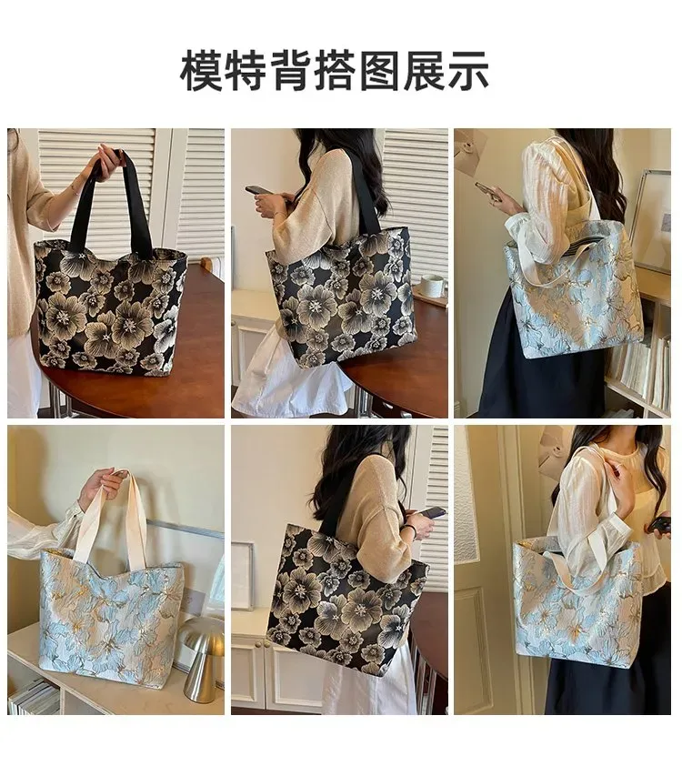 Tas Selempang Wanita Bahan PU Sintetis Motif Floral Warna Biru Bentuk Kotak Tali Grosir Import