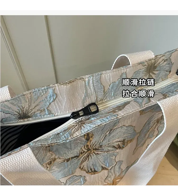Tas Selempang Wanita Bahan PU Sintetis Motif Floral Warna Biru Bentuk Kotak Tali Grosir Import