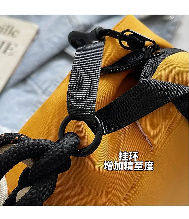 Tas Selempang Wanita Bahan PU Sintetis Polos Warna Kuning Bentuk Kotak Tali Resleting Grosir